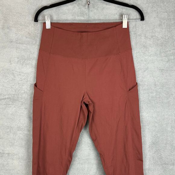 Athleta Pants Womens 2 Burgundy Trekkie Hybrid Crop Tight Stretch Workout Gym - Picture 2 of 14